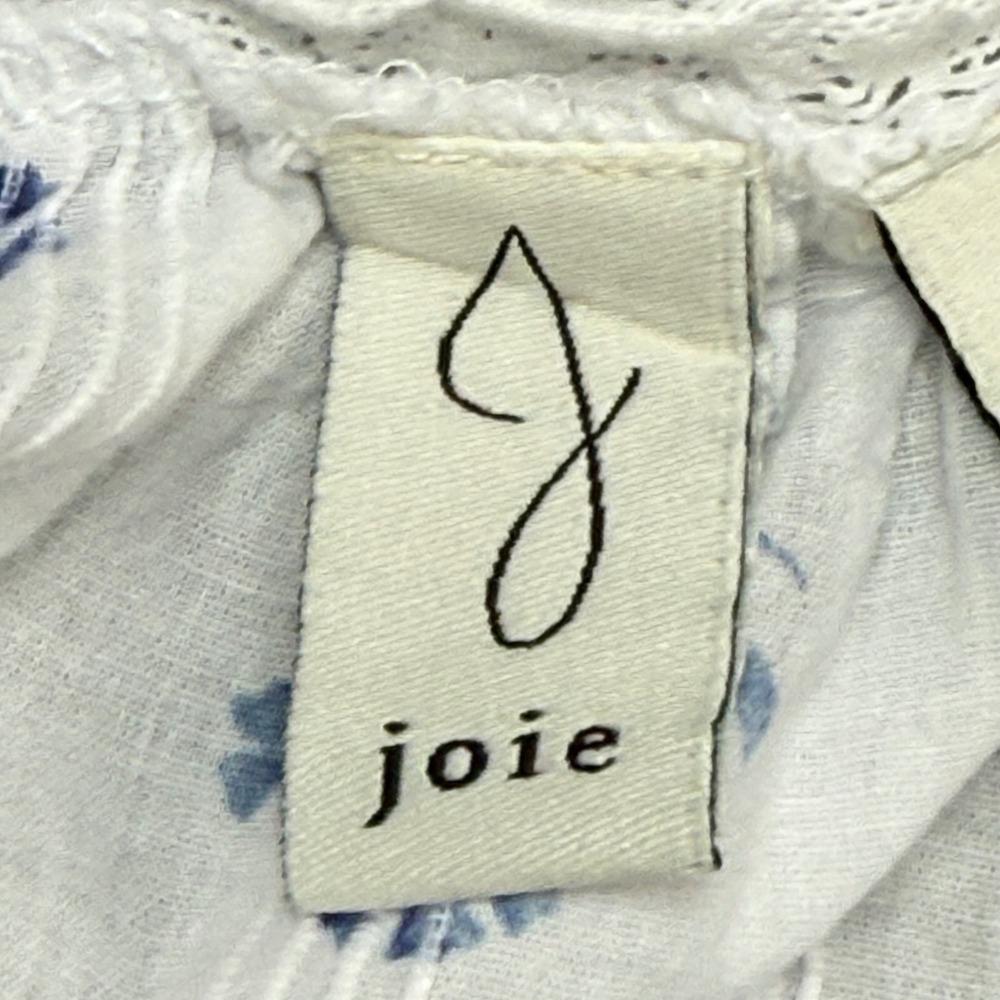 Joie White Blue Floral Print Lace Trim Cami Tank Top Womens M - Picture 4 of 7